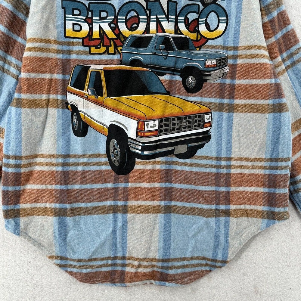 NWT Ford Bronco Graphic Shacket Flannel Shirt Womens XS Long Sleeve Plaid‎ - Picture 7 of 14